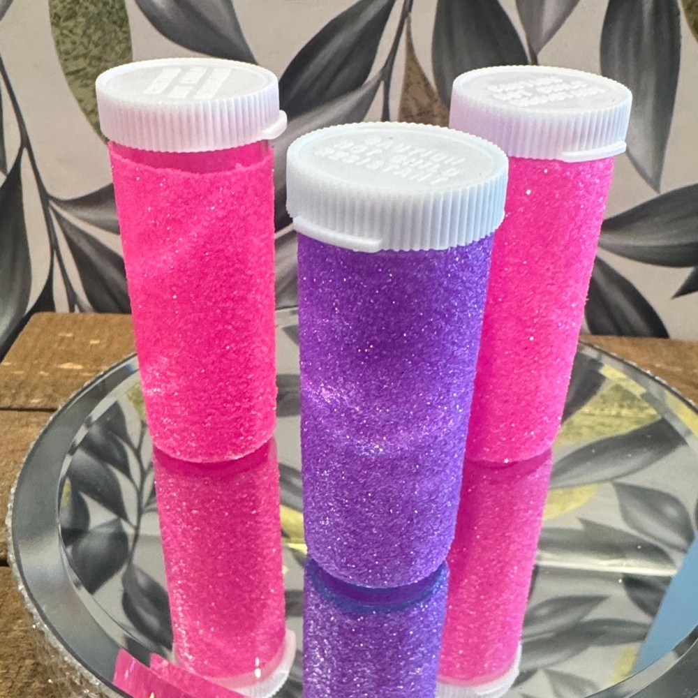 Handmade glittered medicine bottles